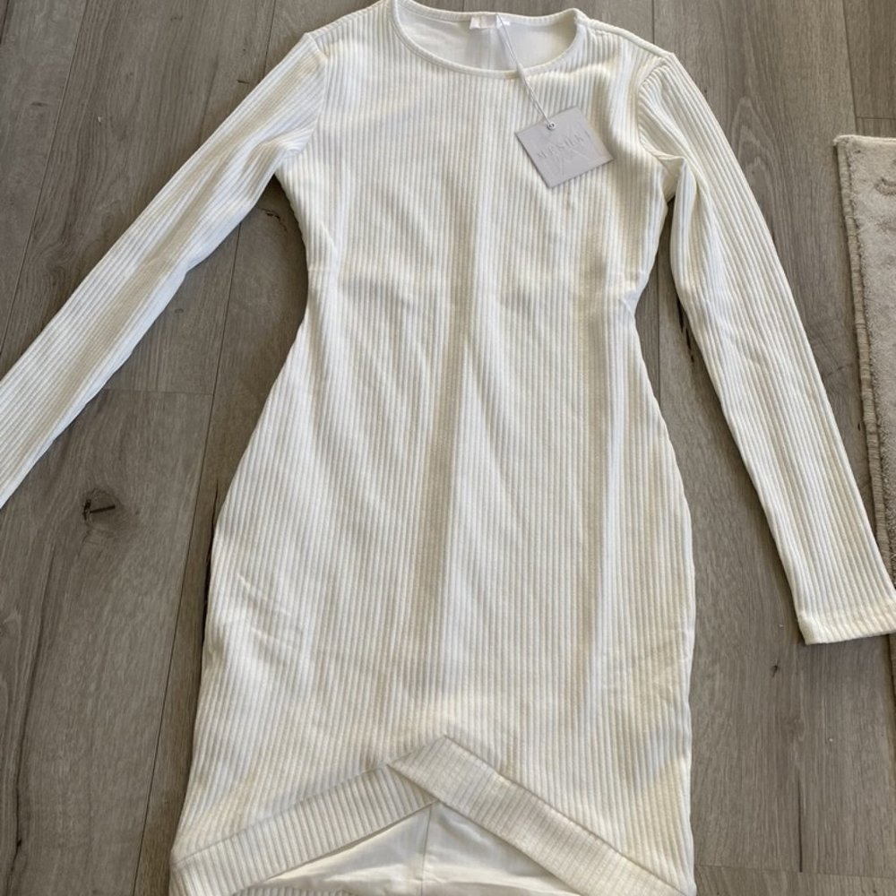 NWT White Long Sleeve Meshki Mini Dress